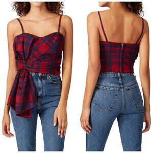 Flor et.al. Plaid Wrap Tie Top Red Navy | Ralph Lauren Christmas Vibes M